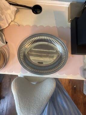 Wilton Armetale Flutes and Pearls Oval Serving Tray Platter